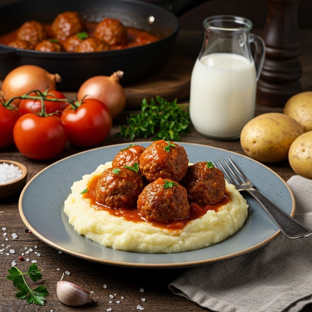 Тефтели в томатном соусе Монарх с пюре