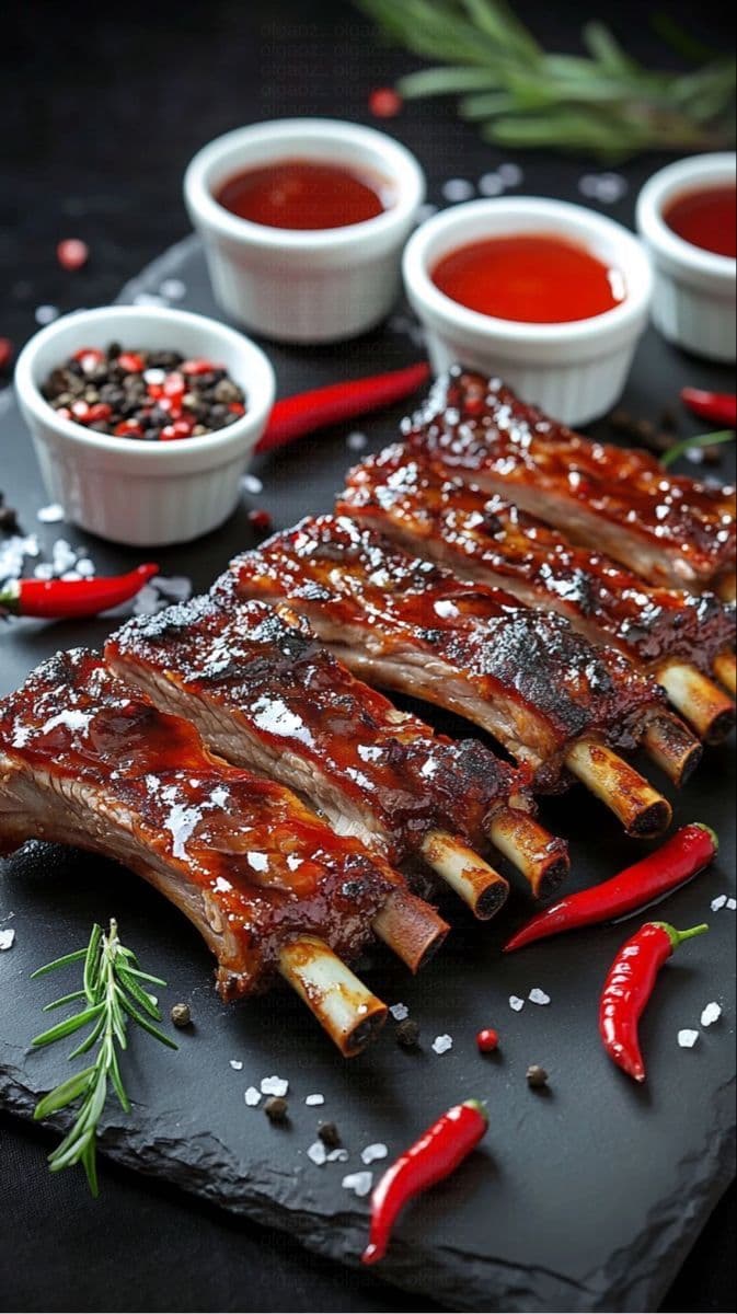 Бараньи рёбра в духовке с соусом барбекю Монарх